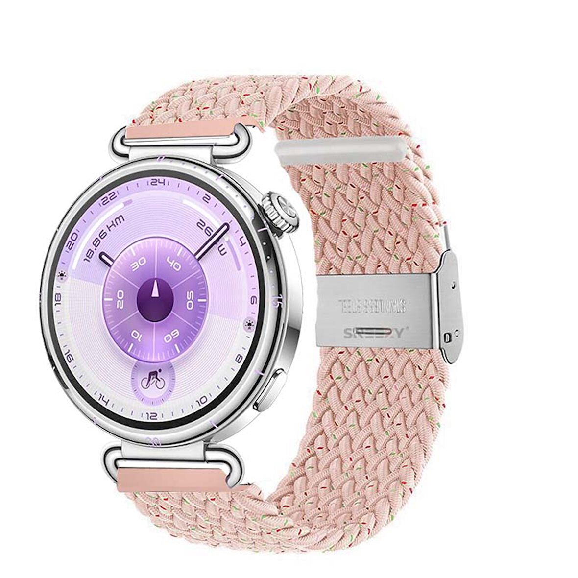 Sneezy Huawei Watch GT6 41mm İle Uyumlu Metal Klips Solo Fiberlink Kumaş Örgü Kordon