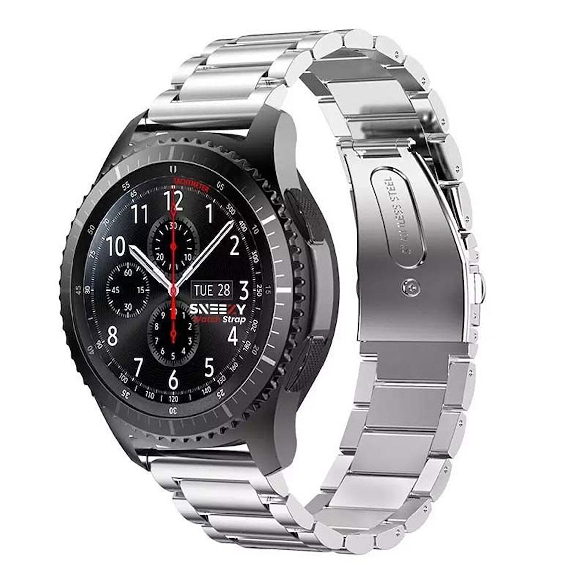 Huawei Watch GT5 46mm Uyumlu Kordon Paslanmaz Döküm Çelik Metal Baklalı Kordon