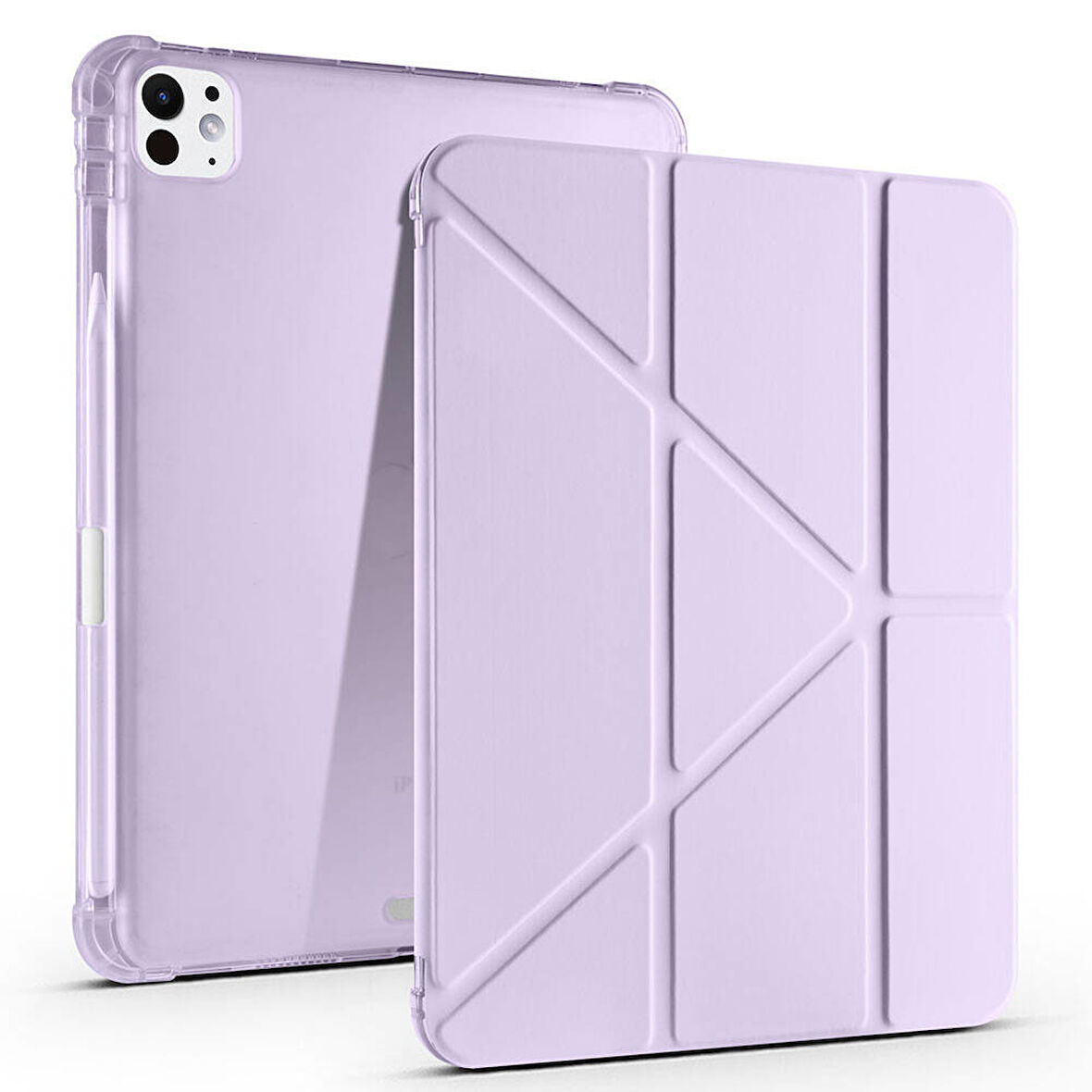 iPad Pro 11 inç M5 2025 Uyumlu Kılıf Üçgen Katlanabilir Kalem Şarj Bölmeli Kılıf A2836 A2837 A3006