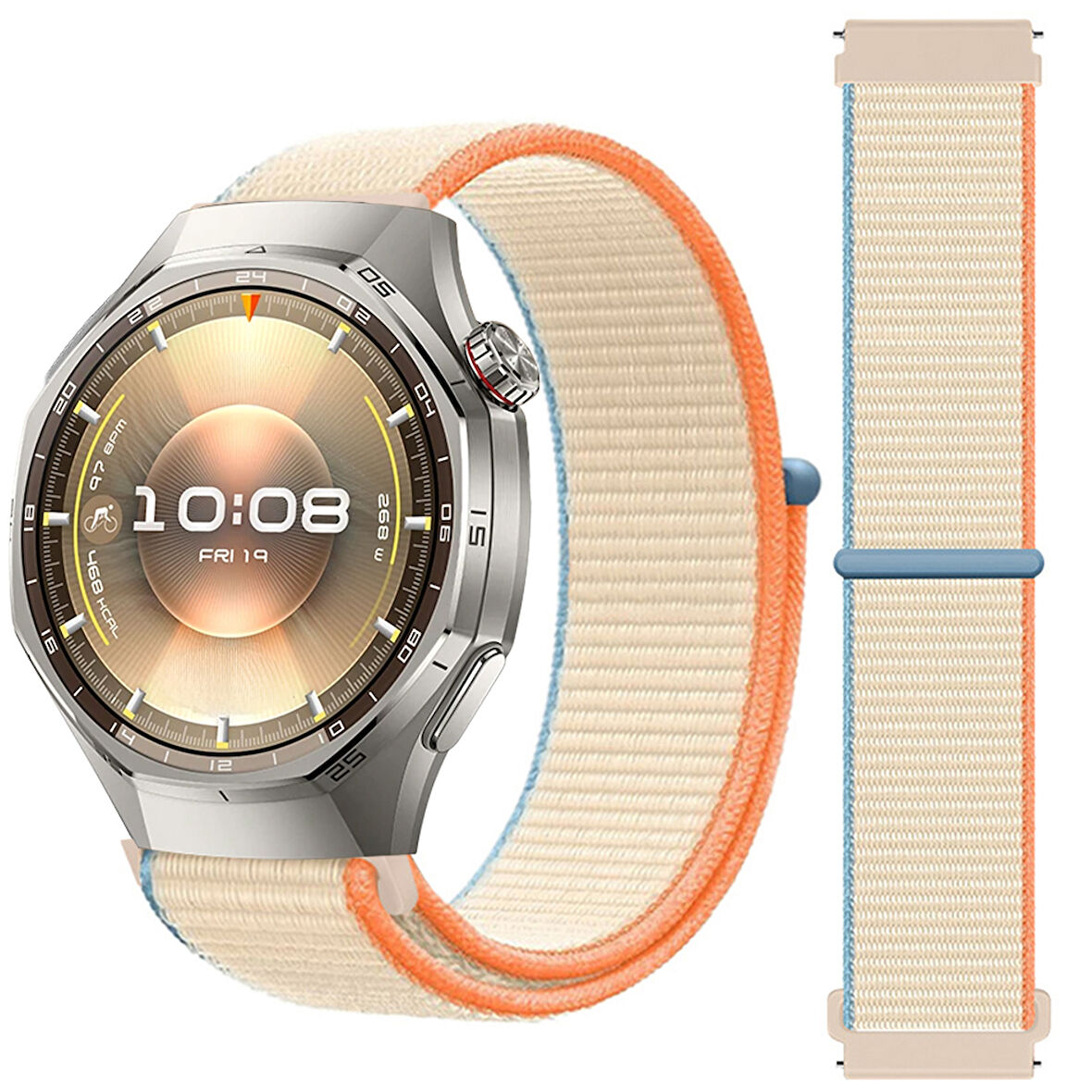 Huawei Watch GT6 Pro 46mm İle Uyumlu Ayarlanabilir Cırt Cırtlı Yumuşak Spor Kumaş Örgü Kordon