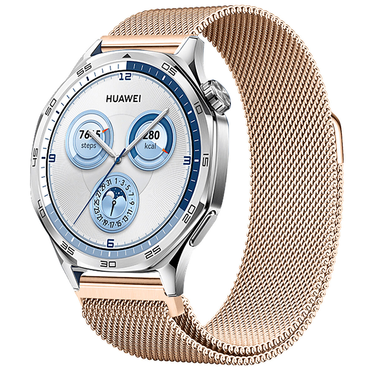 Huawei Watch GT5 46mm Uyumlu Manyetik Milanese Loop Metal Kordon 
