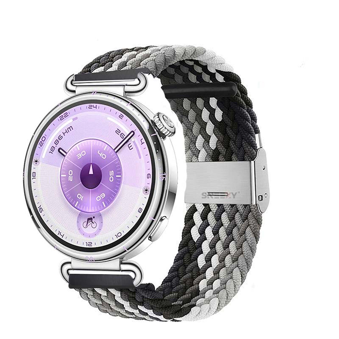 Sneezy Huawei Watch GT6 41mm İle Uyumlu Metal Klips Solo Fiberlink Kumaş Örgü Kordon