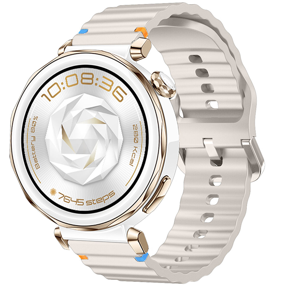 Huawei Watch GT5 Pro 42mm İle Uyumlu Dalga Desenli Tokalı Yumusaş Soft Silikon Kordon