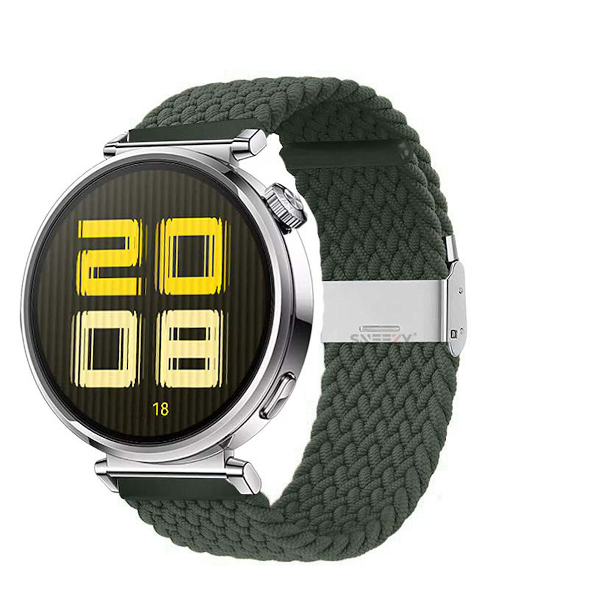 Sneezy Huawei Watch GT 5 41mm İle Uyumlu Metal Klips Solo Fiberlink Kumaş Örgü Kordon