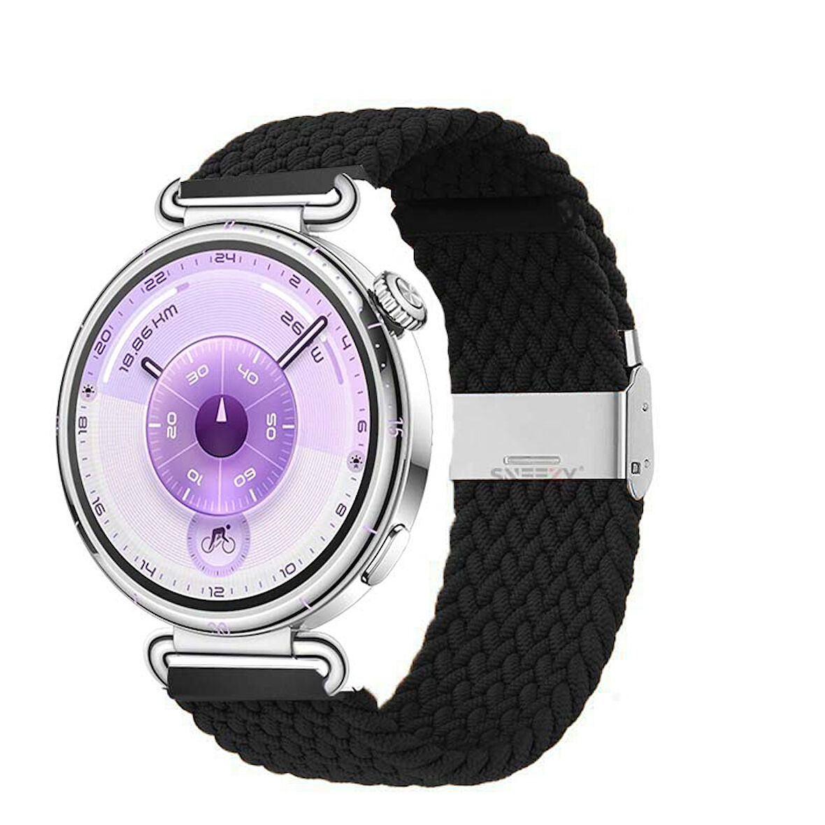 Sneezy Huawei Watch GT6 41mm İle Uyumlu Metal Klips Solo Fiberlink Kumaş Örgü Kordon