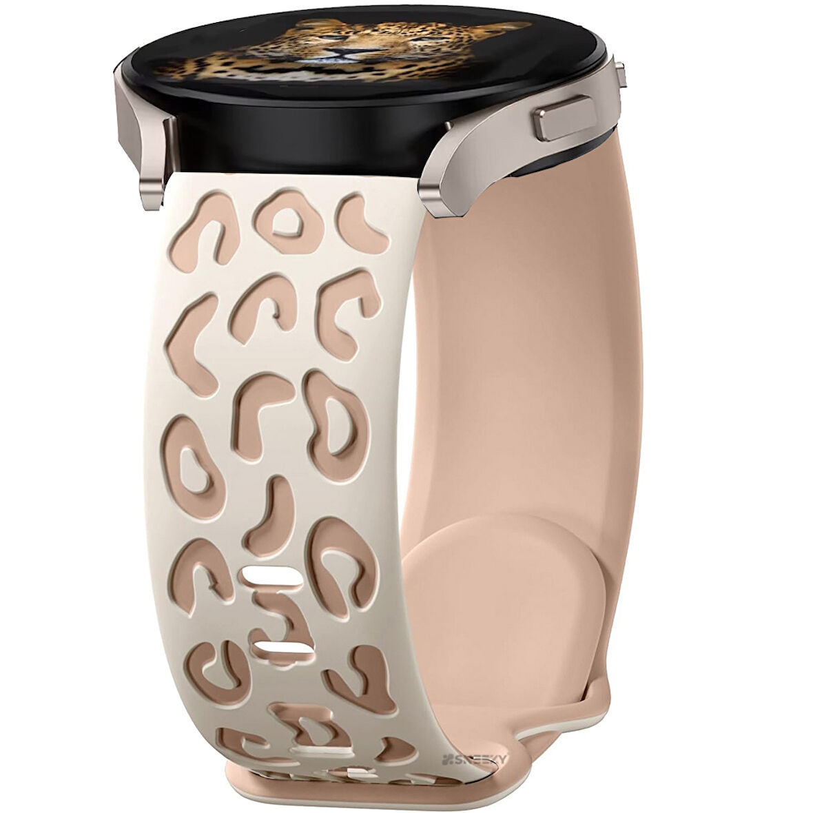Samsung Galaxy Watch 6 7 Serisi ile Uyumlu Leopar Desenli Silikon Kordon Kayış