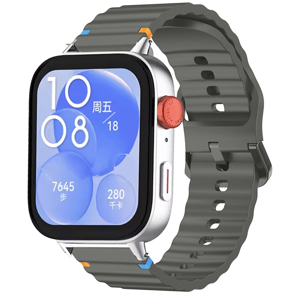 Huawei Watch Fit 3 İle Uyumlu Dalga Desenli Tokalı Yumusaş Soft Silikon Kordon