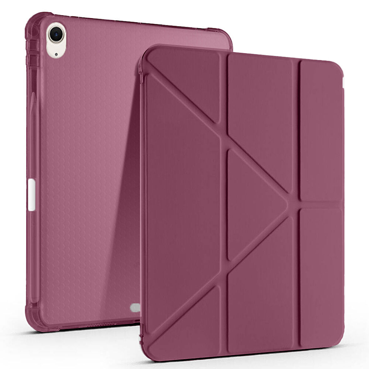 Apple iPad Air 10.9'' 2022/2020 Uyumlu Üçgen Katlanabilir Kalem Şarj Bölmeli Standlı Kılıf