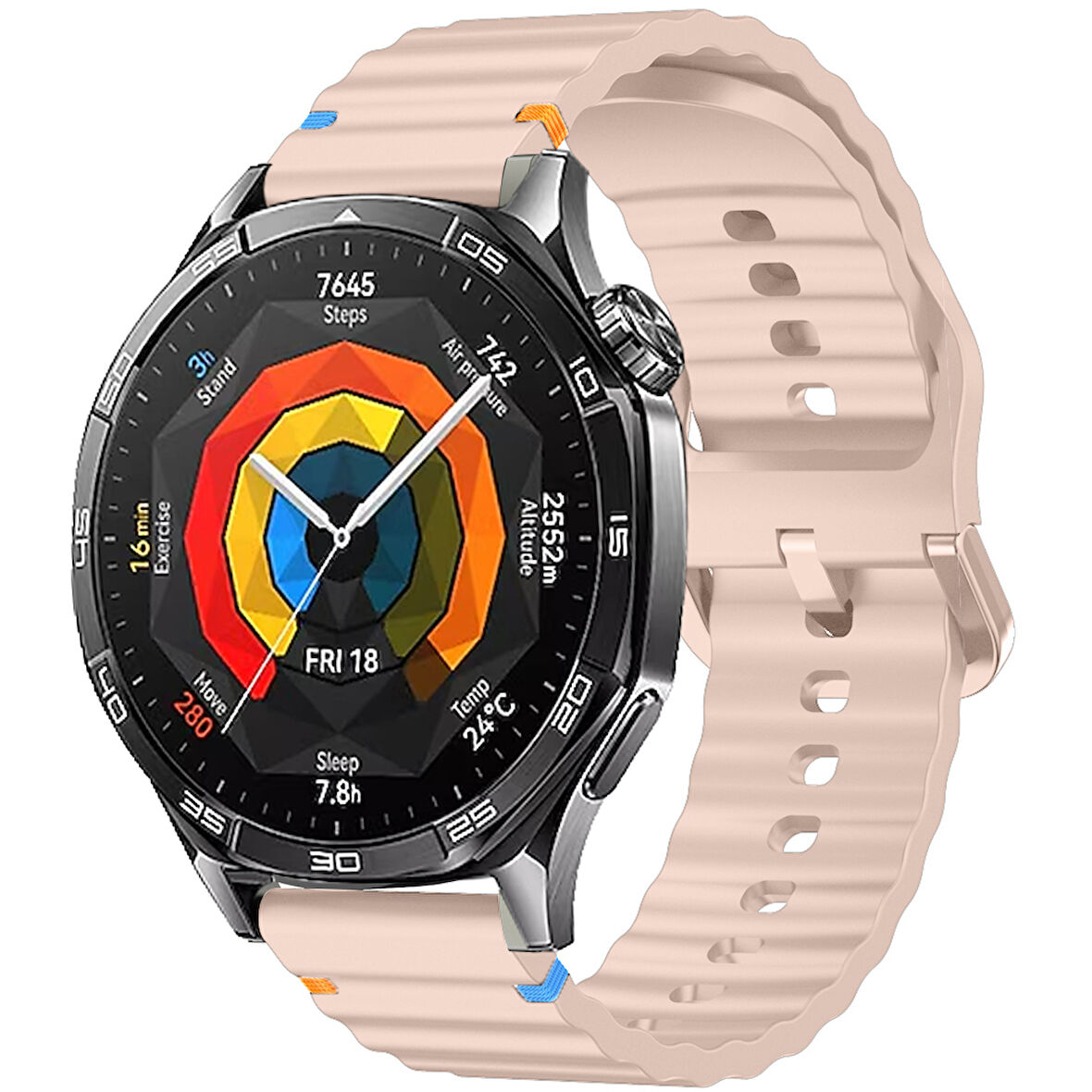 Huawei Watch GT5 46mm İle Uyumlu Dalga Desenli Tokalı Yumusaş Soft Silikon Kordon