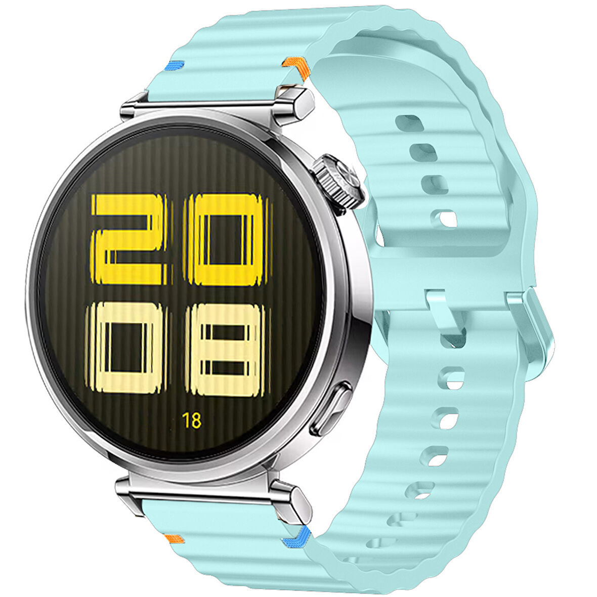 Huawei Watch GT5 41mm İle Uyumlu Dalga Desenli Tokalı Yumusaş Soft Silikon Kordon