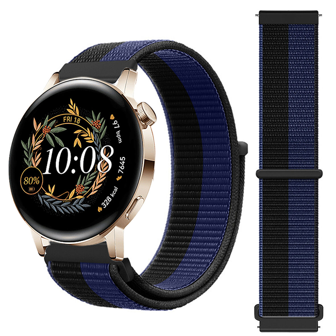 Huawei Watch GT3 42mm GT2 42mm İle Uyumlu Ayarlanabilir Cırt Cırtlı Yumuşak Spor Kumaş Örgü Kordon