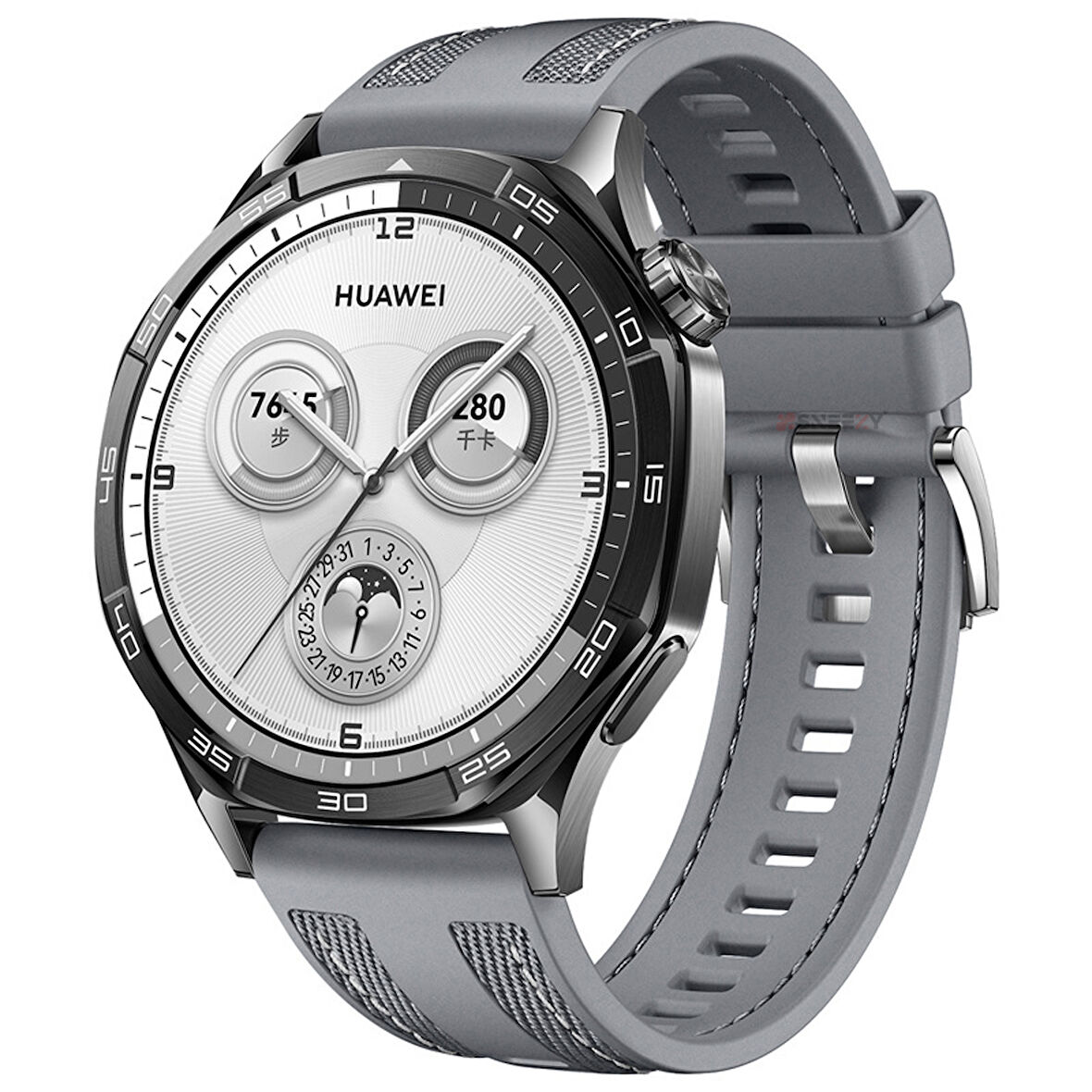 Sneezy Huawei Watch GT5 Pro 46mm ile Uyumlu Metal Tokalı Dikiş Detaylı Şık Dokuma Silikon Kordon