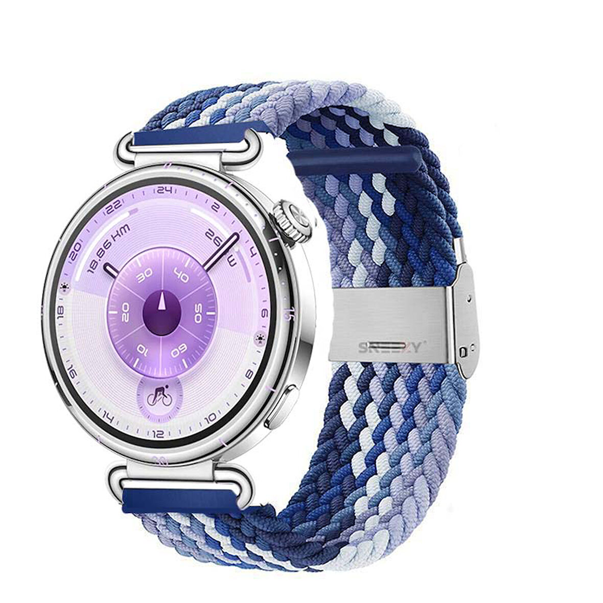 Sneezy Huawei Watch GT6 41mm İle Uyumlu Metal Klips Solo Fiberlink Kumaş Örgü Kordon