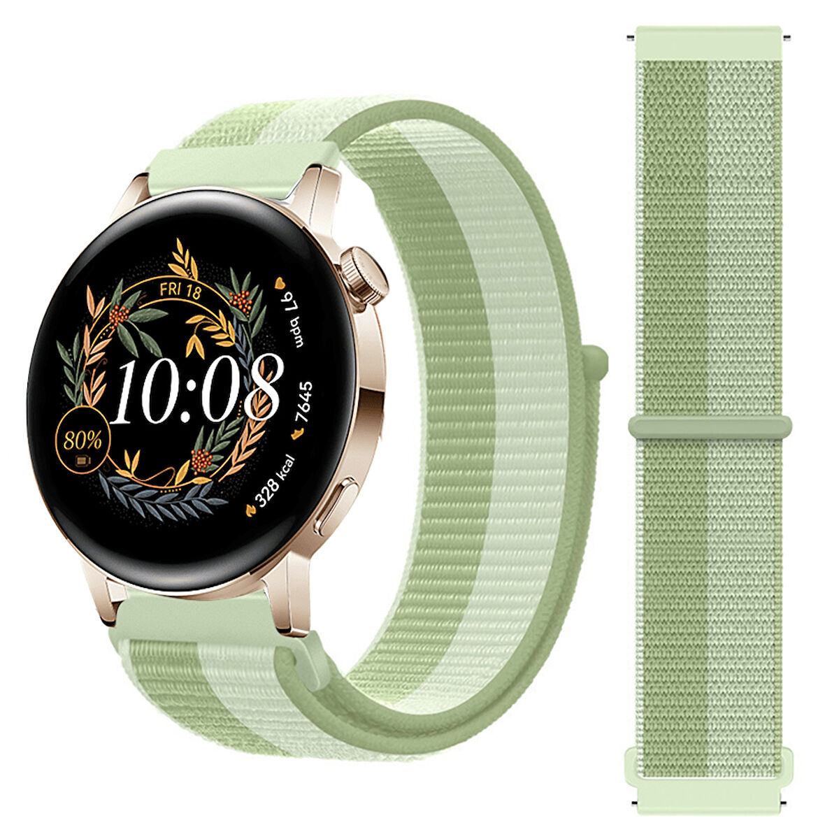 Huawei Watch GT3 42mm GT2 42mm İle Uyumlu Ayarlanabilir Cırt Cırtlı Yumuşak Spor Kumaş Örgü Kordon