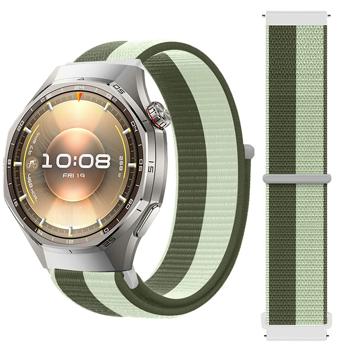 Huawei Watch GT6 Pro 46mm İle Uyumlu Ayarlanabilir Cırt Cırtlı Yumuşak Spor Kumaş Örgü Kordon