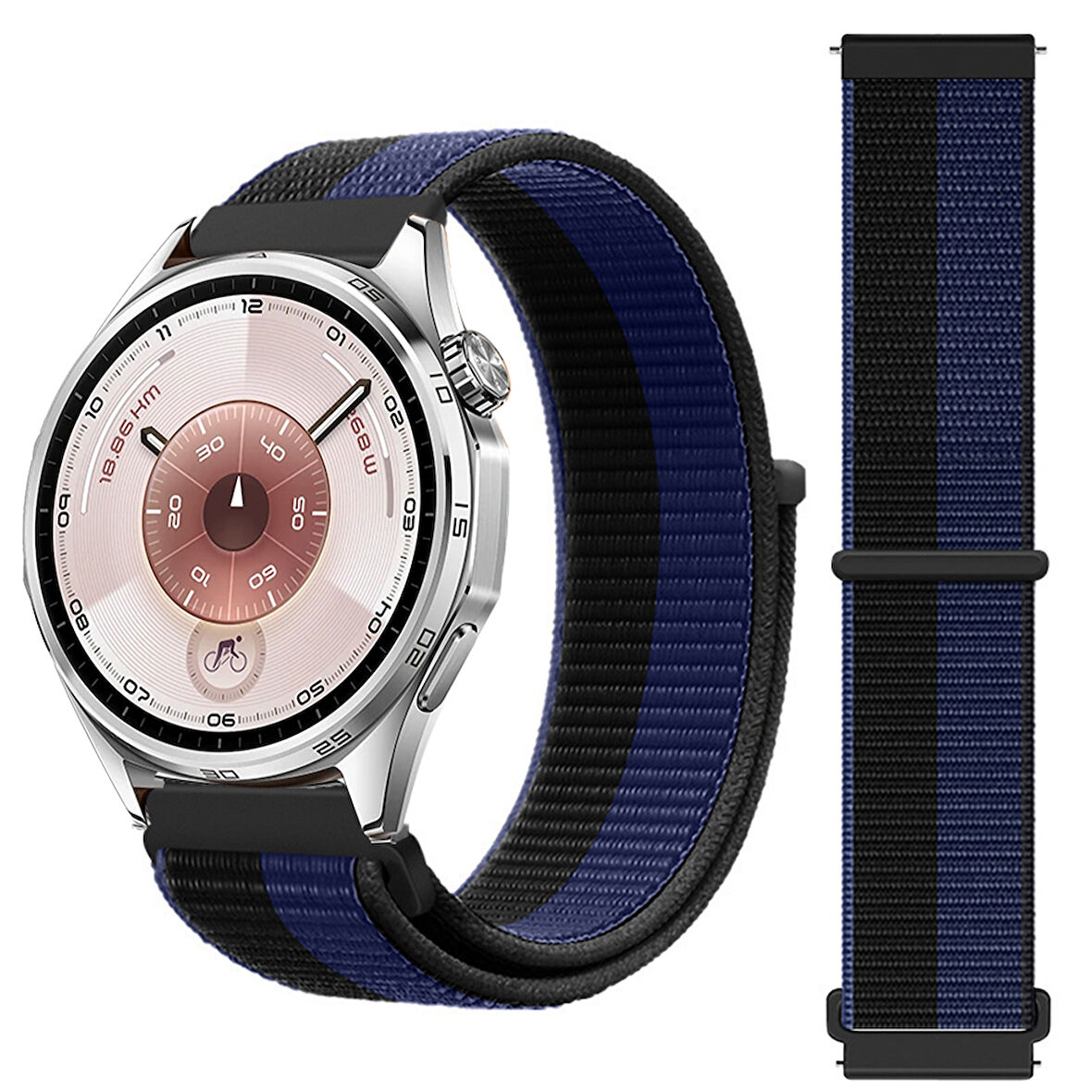 Huawei Watch GT6 46mm İle Uyumlu Ayarlanabilir Cırt Cırtlı Yumuşak Spor Kumaş Örgü Kordon