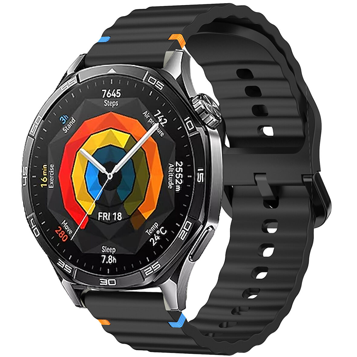Huawei Watch GT2 46 GT2 Pro 46 İle Uyumlu Dalga Desenli Tokalı Yumusaş Soft Silikon Kordon