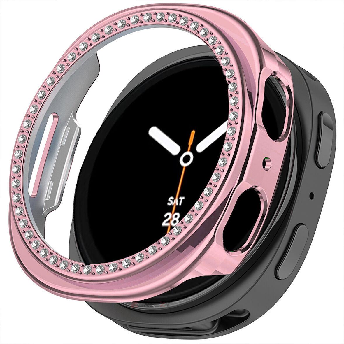 Samsung Galaxy Watch 8 40mm İle Uyumlu Zarif Kristal Taşlı Kasa Koruyucu Kılıf