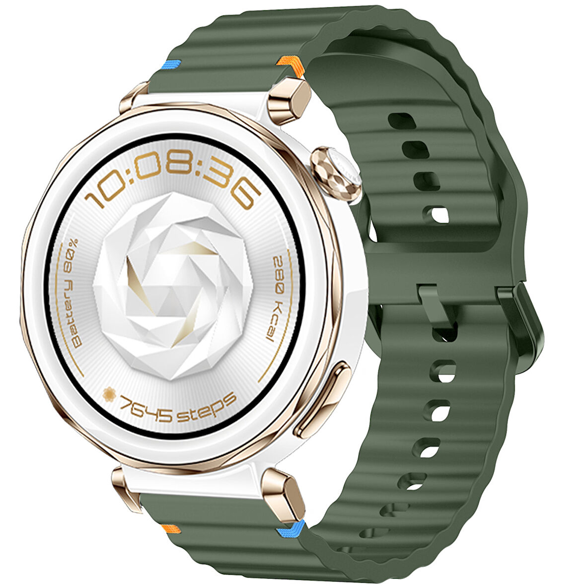 Huawei Watch GT5 Pro 42mm İle Uyumlu Dalga Desenli Tokalı Yumusaş Soft Silikon Kordon