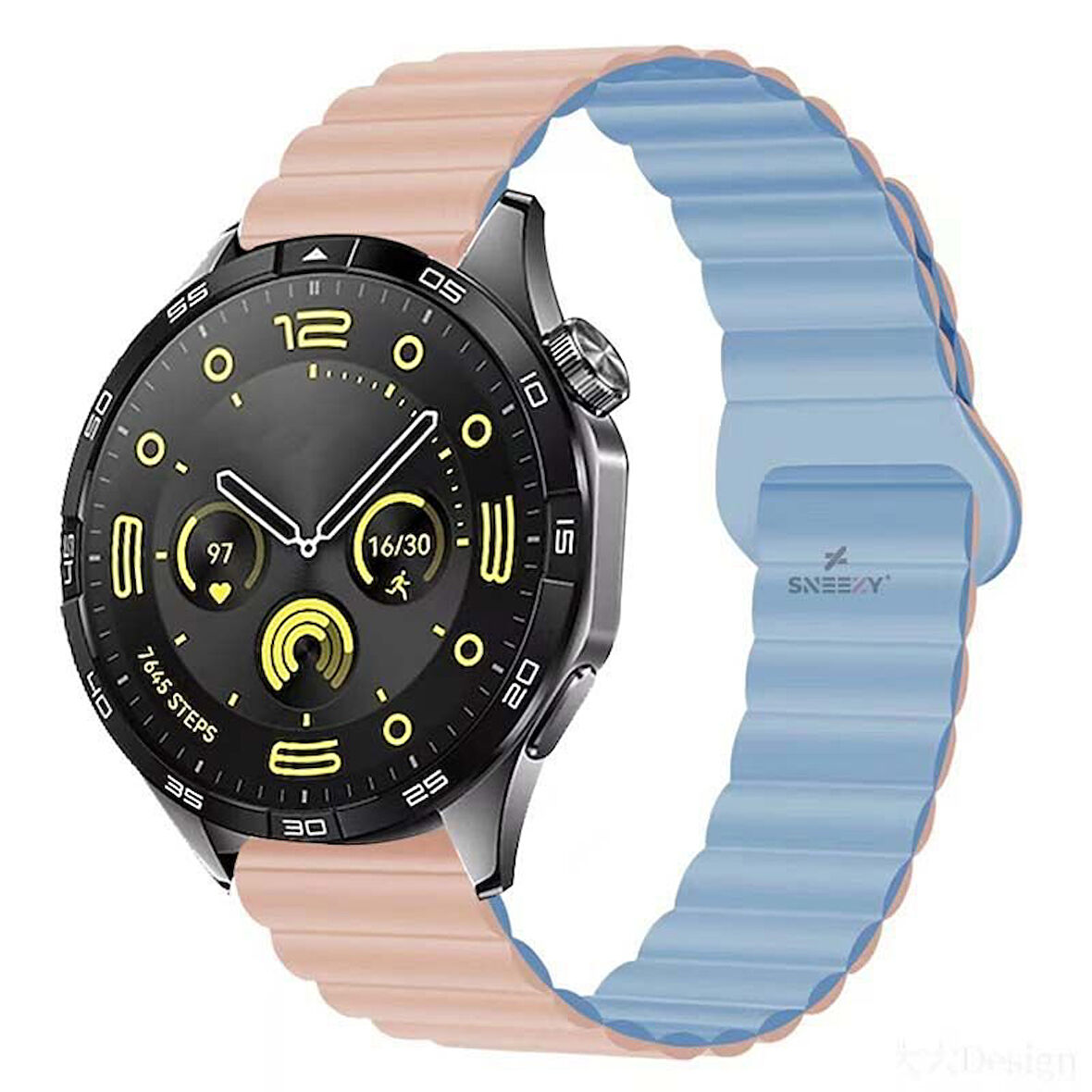 Sneezy Huawei Watch GT5 46mm İle Uyumlu 22mm Harmony Duo Magnetik Silikon Kordon