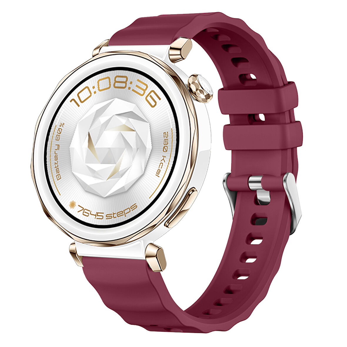 Sneezy Huawei Watch GT5 Pro 42mm İle Uyumlu SoftFlex Metal Tokalı Spor Silikon Akıllı Saat Kordonu