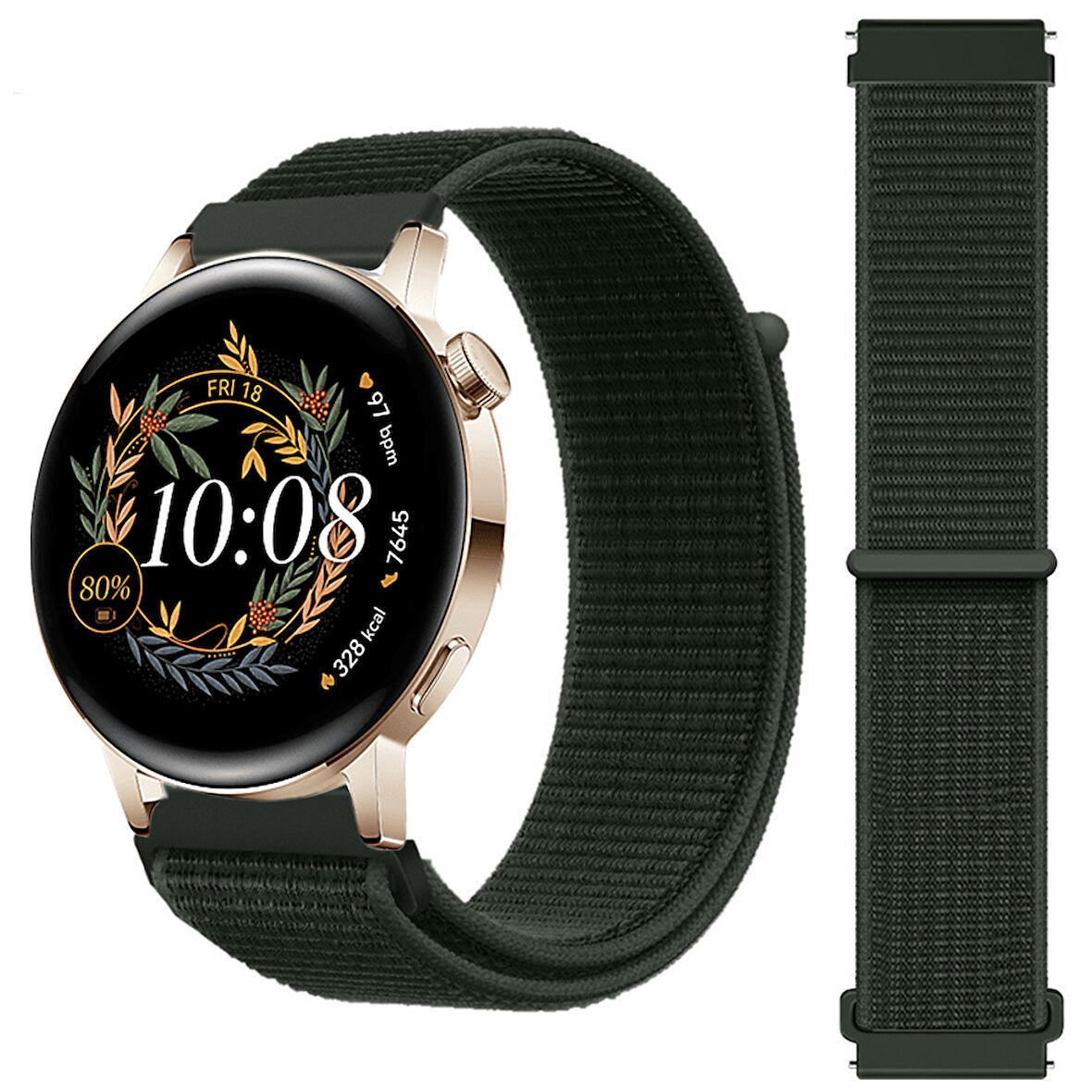 Huawei Watch GT3 42mm GT2 42mm İle Uyumlu Ayarlanabilir Cırt Cırtlı Yumuşak Spor Kumaş Örgü Kordon