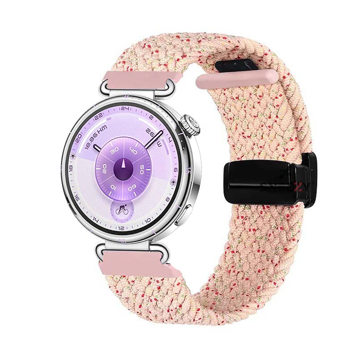 Sneezy Huawei Watch GT6 41mm İle Uyumlu FiberLink Manyetik Tokalı Kumaş Örgü Kordon