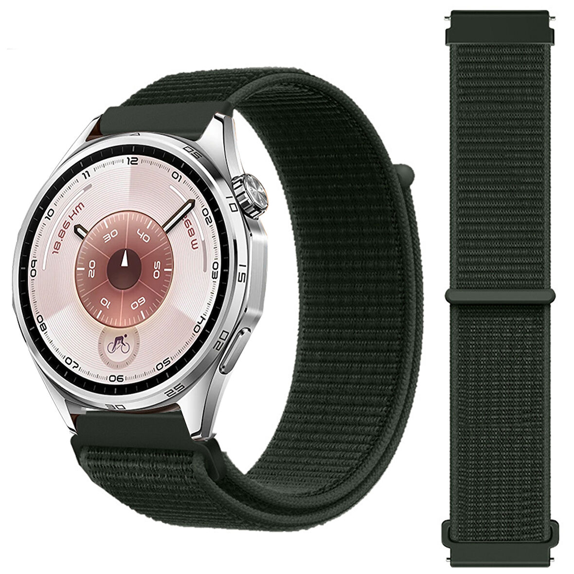 Huawei Watch GT6 46mm İle Uyumlu Ayarlanabilir Cırt Cırtlı Yumuşak Spor Kumaş Örgü Kordon