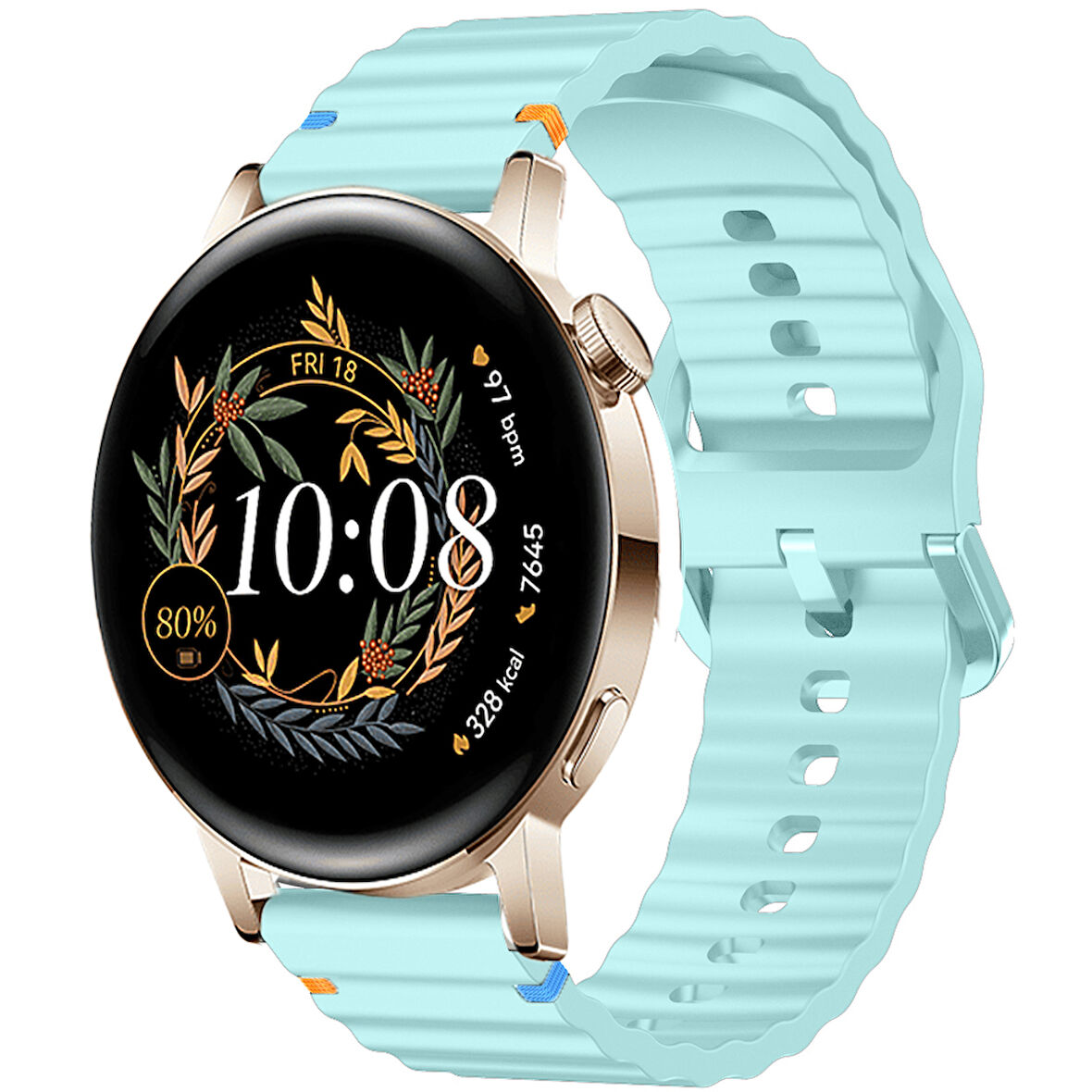 Huawei Watch GT2 GT3 42mm İle Uyumlu Dalga Desenli Tokalı Yumusaş Soft Silikon Kordon