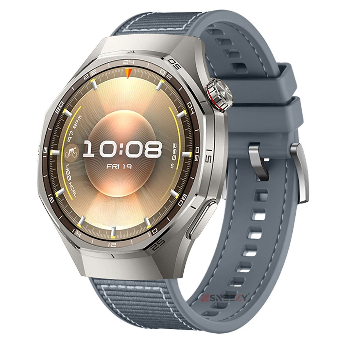 Sneezy Huawei Watch GT6 Pro 46mm İle Uyumlu Metal Tokalı Dikiş Desenli Dokuma Silikon Kordon