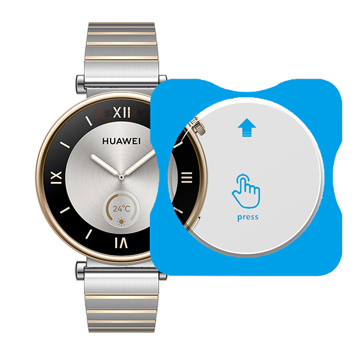 Huawei Watch GT4 41mm Uyumlu Kolay Takılabilir Takma Aparatlı Temperli Cam Ekran Koruyucu 