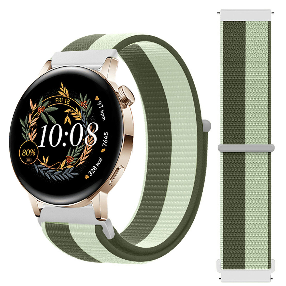 Huawei Watch GT3 42mm GT2 42mm İle Uyumlu Ayarlanabilir Cırt Cırtlı Yumuşak Spor Kumaş Örgü Kordon