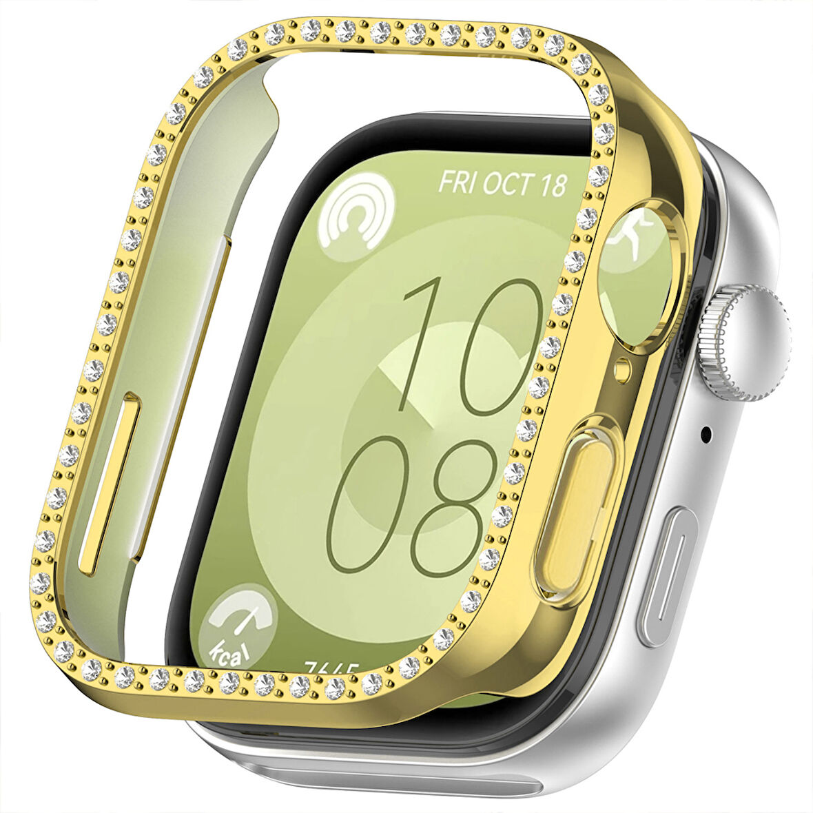 Huawei Watch Fit 3 İle Uyumlu Zarif Kristal Taşlı Kasa Koruyucu Kılıf