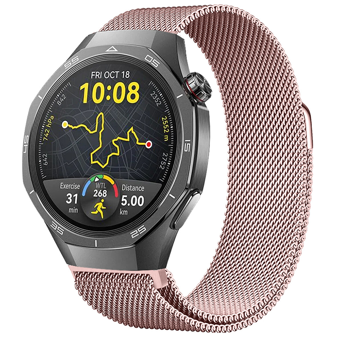 Huawei Watch GT5 Pro 46mm Uyumlu Manyetik Milanese Loop Metal Kordon 