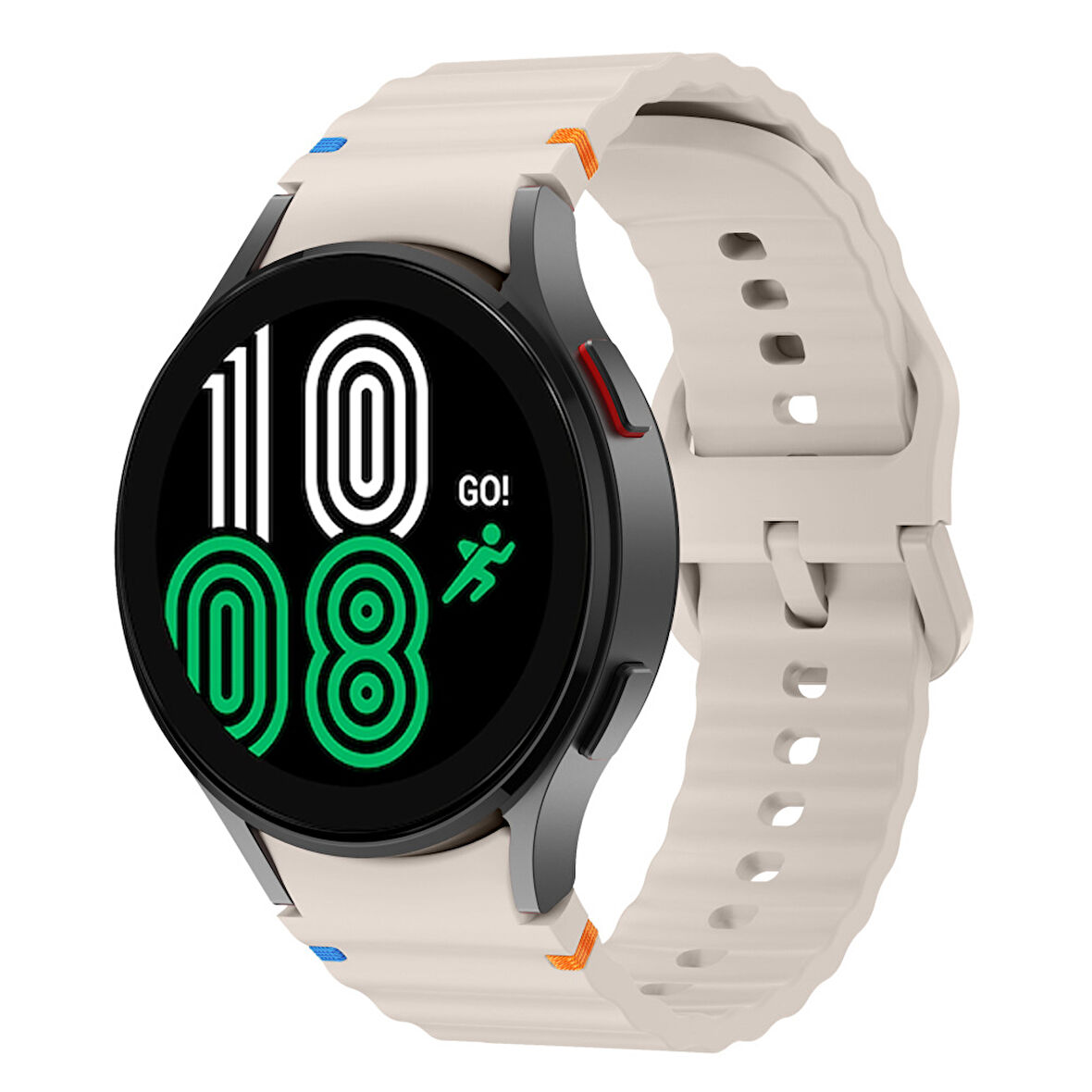 Samsung Galaxy Watch 4 40-42-44-46mm İle Uyumlu Metal Tokalı Dalgalı Spor Silikon Kordon