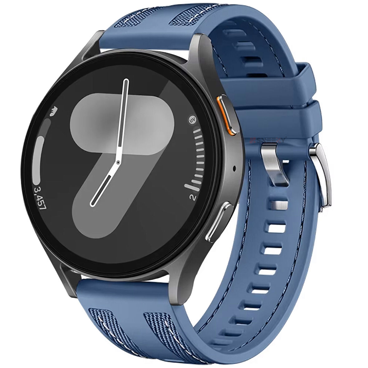 Sneezy Samsung Galaxy Watch 7 44mm 40mm Uyumlu Metal Tokalı Dikiş Detaylı Şık Dokuma Silikon Kordon