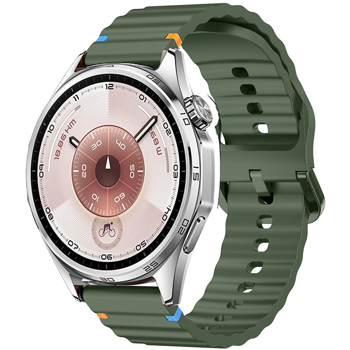 Huawei Watch GT6 46mm İle Uyumlu Dalga Desenli Tokalı Yumusaş Soft Silikon Kordon