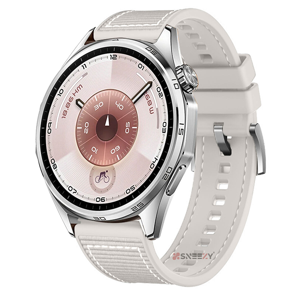 Sneezy Huawei Watch GT6 46mm İle Uyumlu Metal Tokalı Dikiş Desenli Dokuma Silikon Kordon