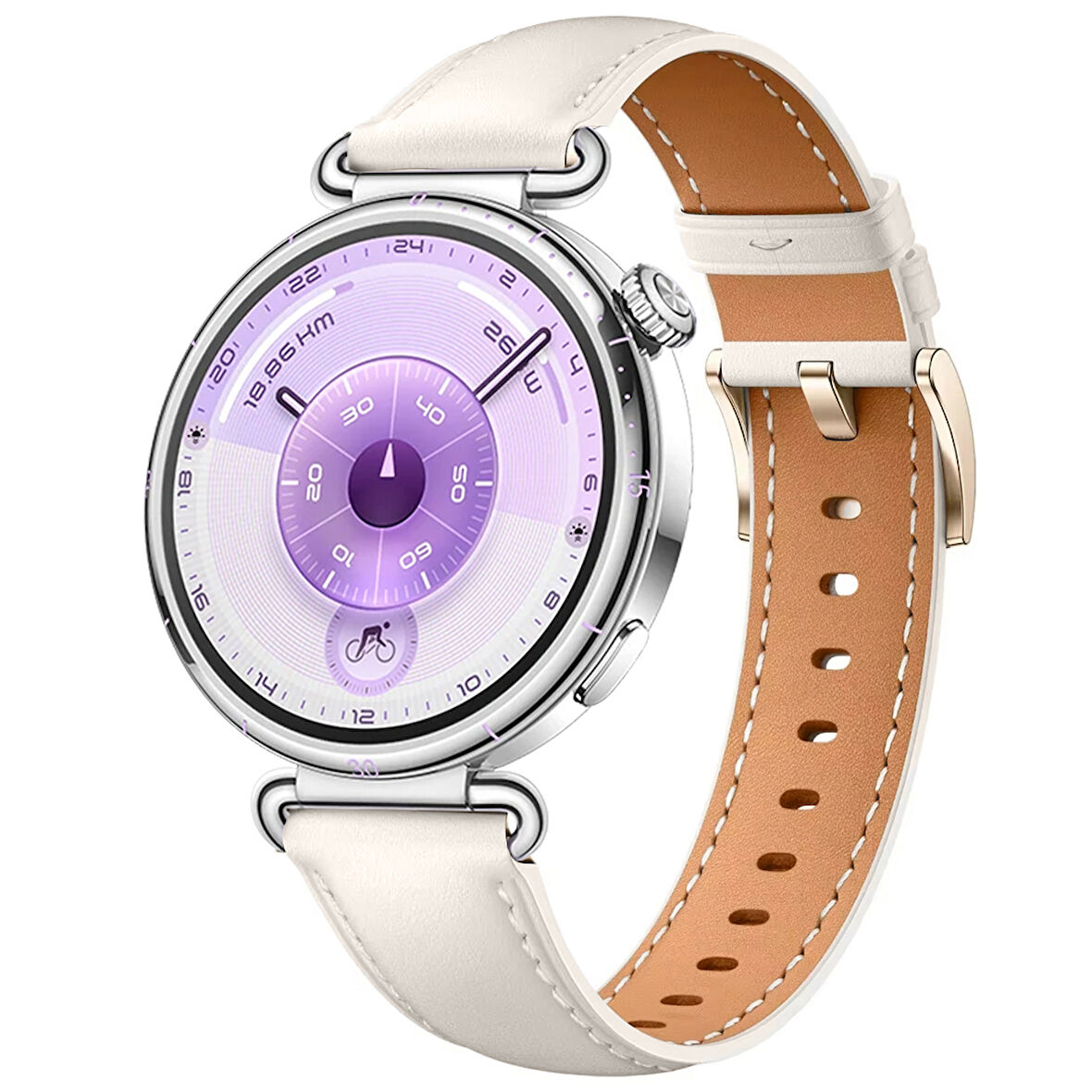 Huawei Watch GT6 41mm İle Uyumlu Starlight Gold Metal Tokalı Deri Zarif Şık Kordon