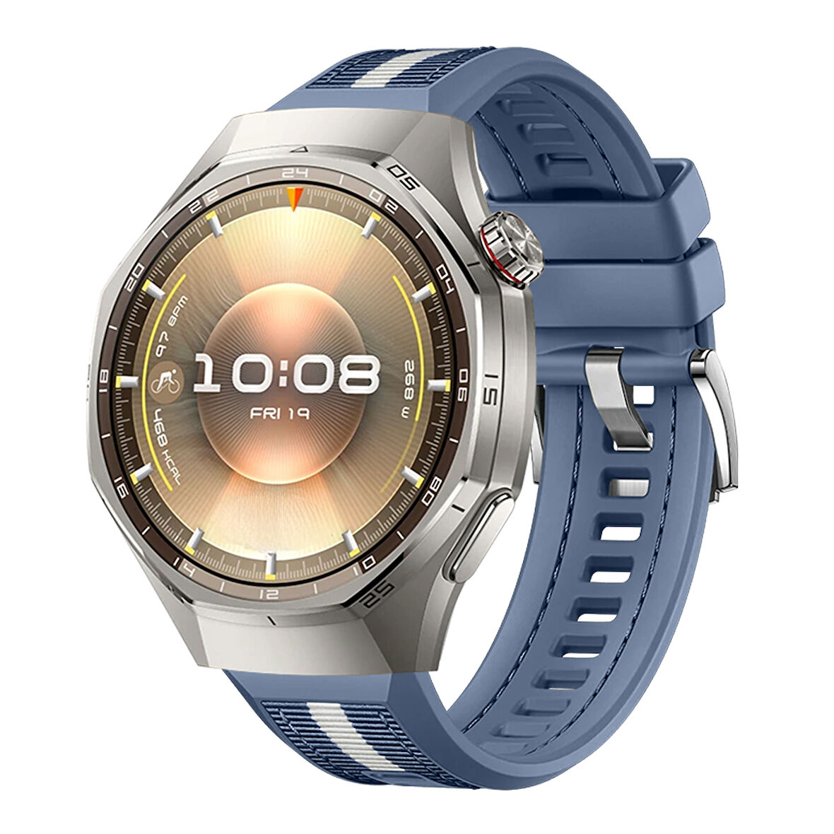 Huawei Watch GT6 Pro 46mm İle Uyumlu SportStripe Örgü Desen Metal Tokalı Silikon Akıllı Saat Kordonu