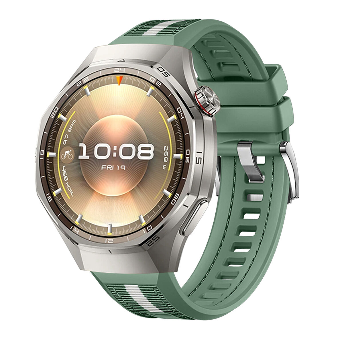 Huawei Watch GT6 Pro 46mm İle Uyumlu SportStripe Örgü Desen Metal Tokalı Silikon Akıllı Saat Kordonu