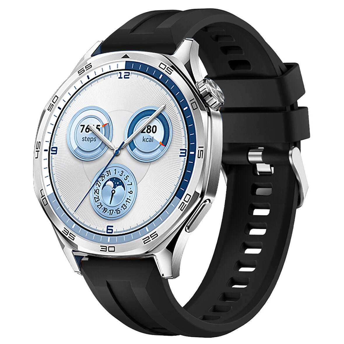 Sneezy Huawei Watch GT5 46mm İle Uyumlu Spor Silikon Metal Tokalı Soft Saat Kordonu