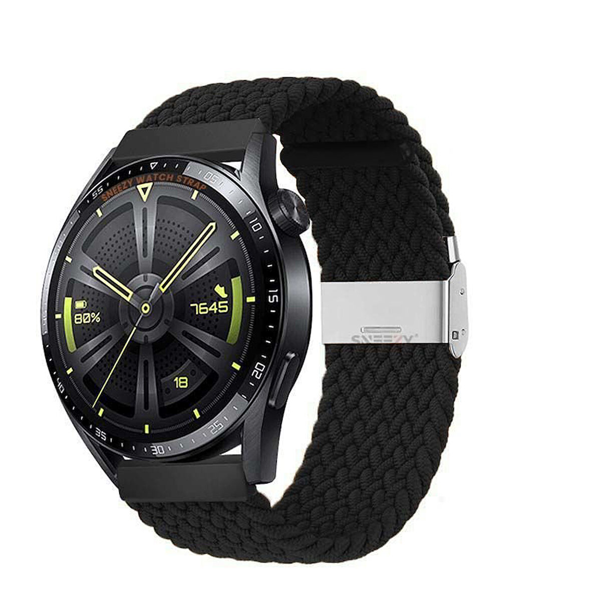 Sneezy Huawei Watch GT5 46mm İle Uyumlu 22mm Metal Klips Solo Fiberlink Örgü Kordon