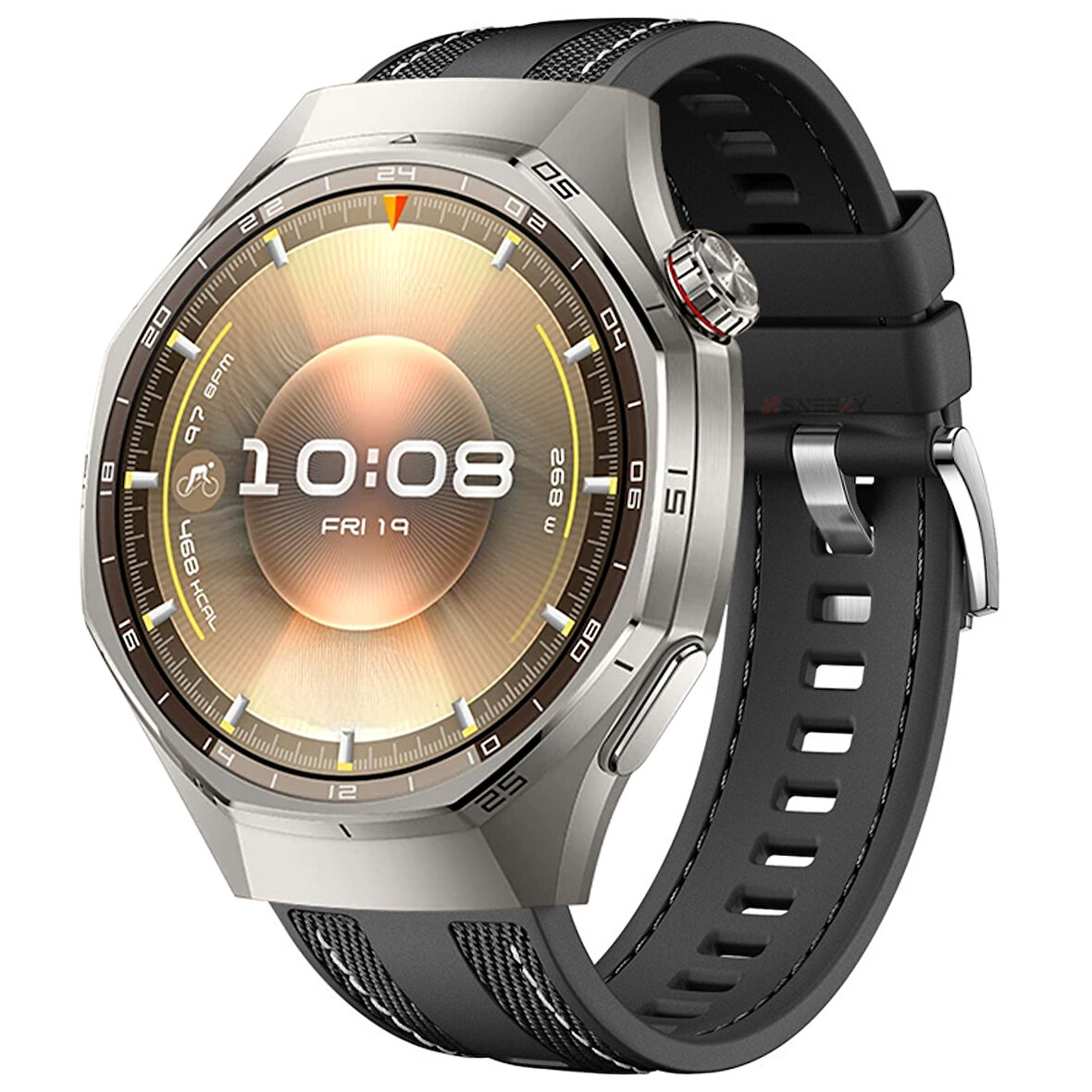 Sneezy Huawei Watch GT6 Pro 46mm ile Uyumlu Metal Tokalı Dikiş Detaylı Şık Dokuma Silikon Kordon