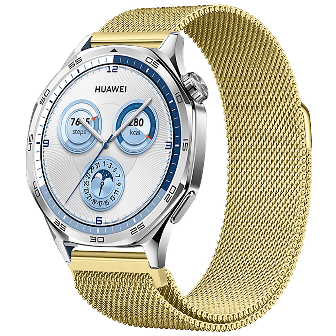 Huawei Watch GT5 46mm Uyumlu Manyetik Milanese Loop Metal Kordon 