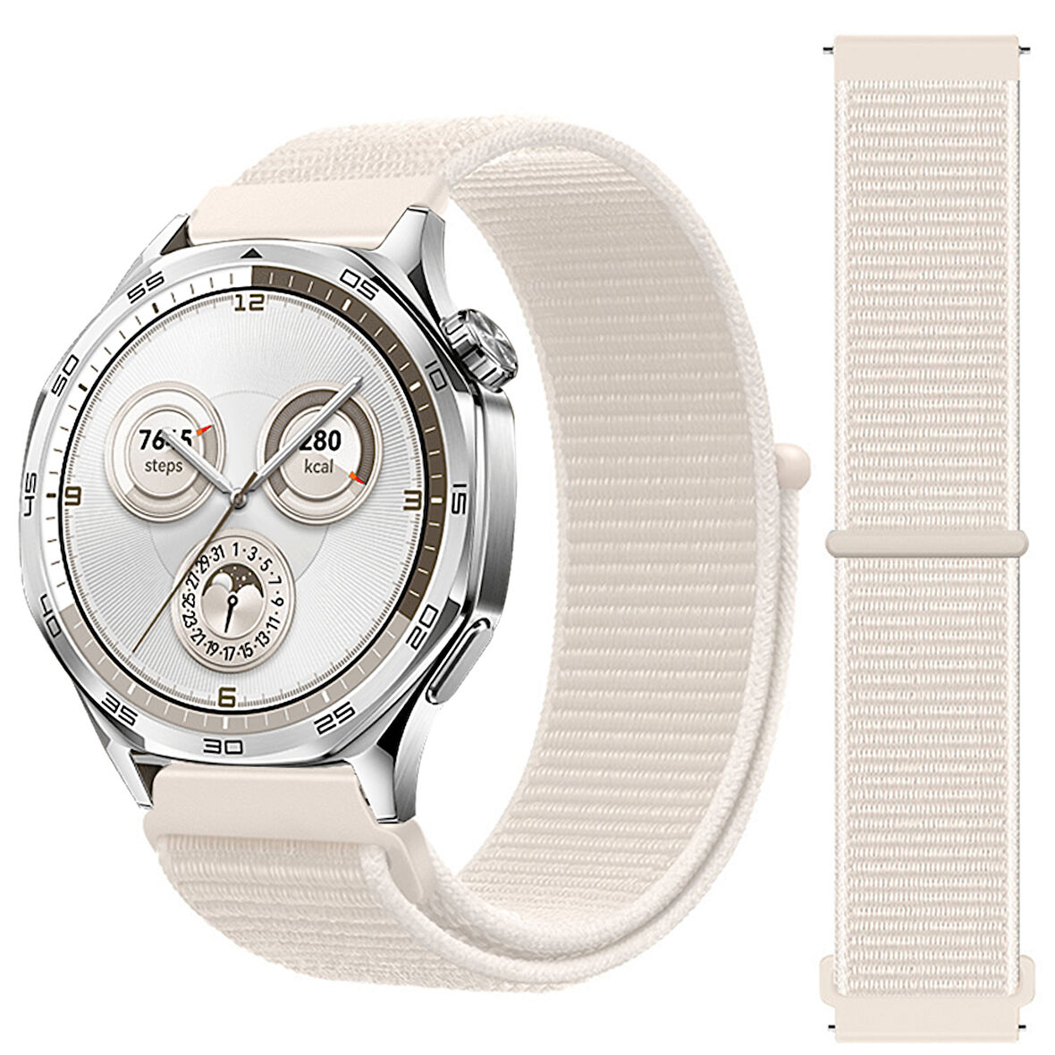 Huawei Watch GT5 46mm GT4 46mm İle Uyumlu Ayarlanabilir Cırt Cırtlı Yumuşak Spor Kumaş Örgü Kordon