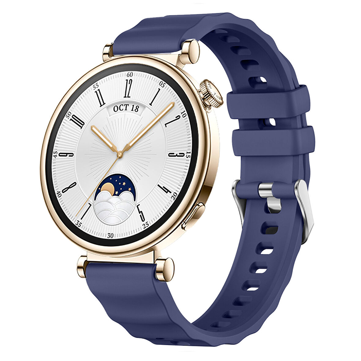 Sneezy Huawei Watch GT4 41mm İle Uyumlu SoftFlex Metal Tokalı Spor Silikon Akıllı Saat Kordonu