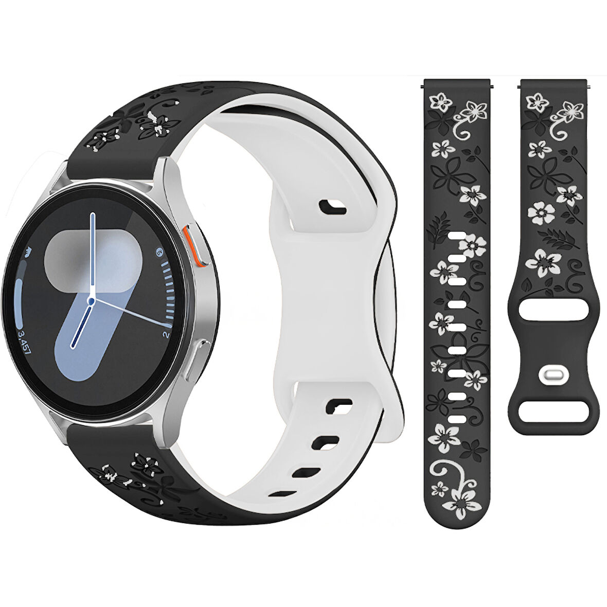 Samsung Galaxy Watch 6 7 Serisi ile Uyumlu FloraFlex Çiçek Desenli Silikon Kordon