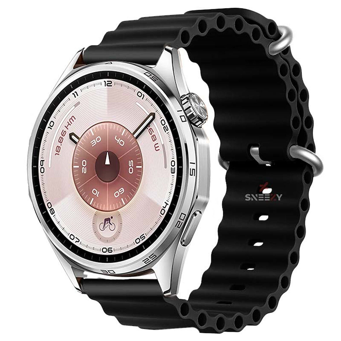 Huawei Watch GT6 46mm İle Uyumlu Dalga Desenli Tokalı Yumuşak Ocean Soft Silikon Kordon