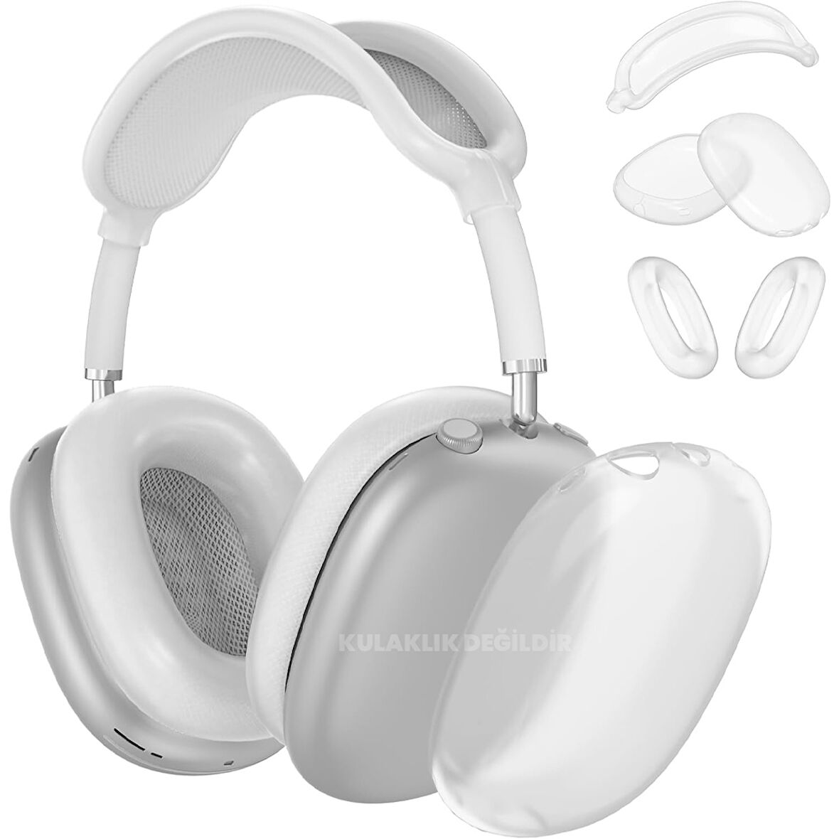 AirPods Max İle Uyumlu Şeffaf Tam Koruma Kılıfı Seti 5 Parça Darbelerden Çizilmelerden Koruma Seti